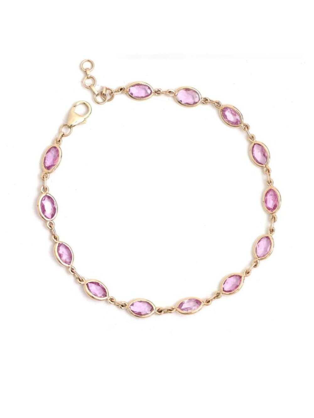 Lavender Marquise 14K (Custom) Yellow Gold Link Bracelet
